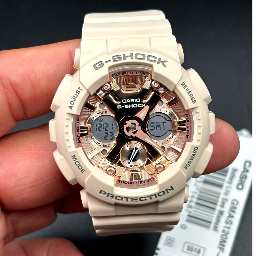 Casio G-Shock GMAS120MF-4A Womens Blush Pink Metallic Analog Digital Watch NIBWT - Picture 12 of 17